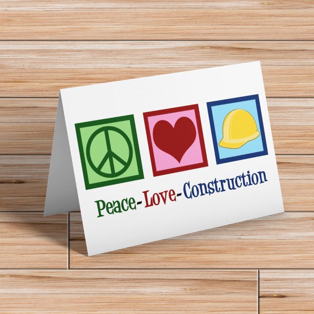 Cartes Pour Fêtes Annuelles Travailleur de construction Peace Love (Créateur téléchargé)