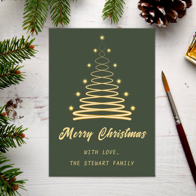 Cartes Pour Fêtes Annuelles Tree Joyeux Noël Forest Green Holiday Card (Créateur téléchargé)