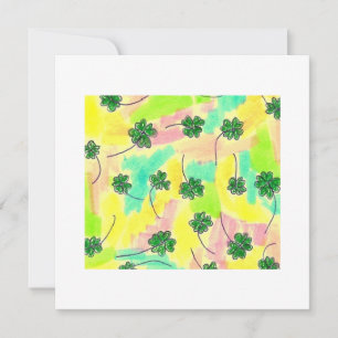 Cartes Pour Fêtes Annuelles trèfle à 4 feuilles sur un arrière - plan pastel