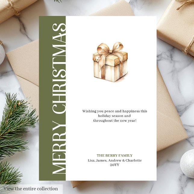Cartes Pour Fêtes Annuelles Trendy Green Gold Minimalist Christmas Greeting (Trendy Green Gold Minimalist Christmas Greeting Holiday Card)