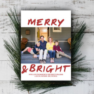 Cartes Pour Fêtes Annuelles Trendy Merry and Bright Photo Card   Burgundy