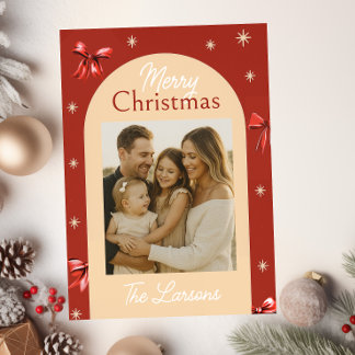 Cartes Pour Fêtes Annuelles Trendy Red Bow Arch Christmas Card