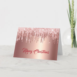 Cartes Pour Fêtes Annuelles Trendy Rose Gold Glitter Drips Graphic Christmas