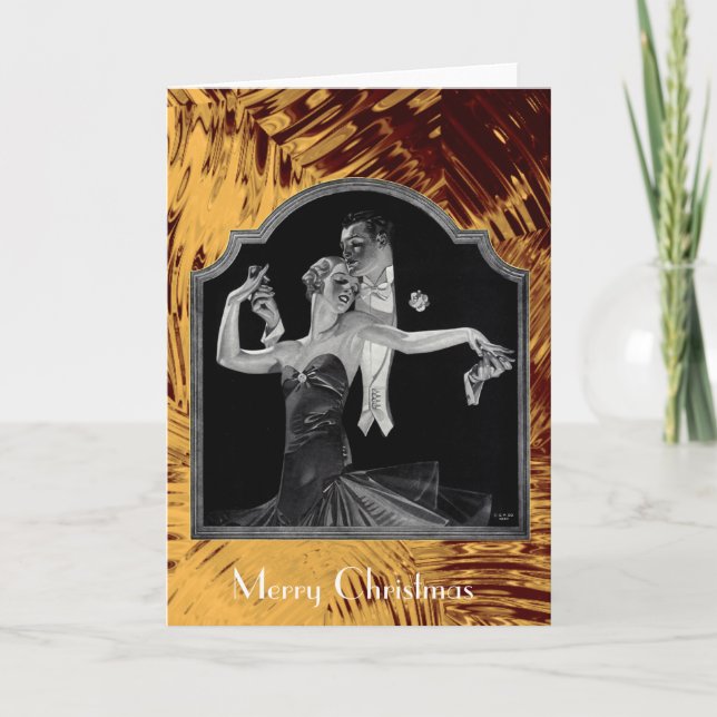 Cartes Pour Fêtes Annuelles Trente Danses Déco Gold Joyeuses Vacances (Devant)