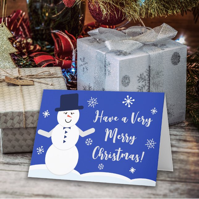 Cartes Pour Fêtes Annuelles Très Joyeux bonhomme de neige de Noël (Very Merry Christmas Snowman Holiday Card)