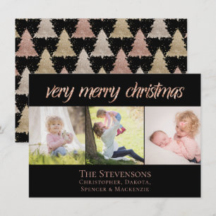 Cartes Pour Fêtes Annuelles Très Joyeux Noël   Photo moderne Rose Gold Chic