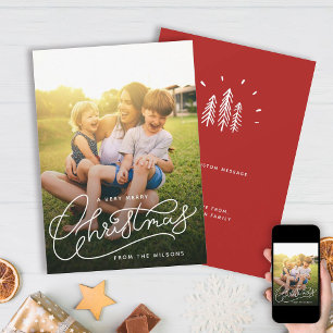 Cartes Pour Fêtes Annuelles Très Joyeux Noël Simple Mignonne Photo Famille