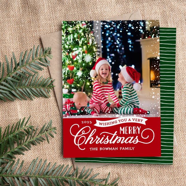 Cartes Pour Fêtes Annuelles Très Joyeux script de Noël photo (Créateur téléchargé)
