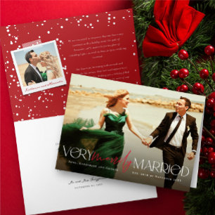 Cartes Pour Fêtes Annuelles Très Merrily Marié Mr & Mrs Mariage Photo Moderne
