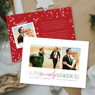 Cartes Pour Fêtes Annuelles Très Merrily Marié Mr & Mrs Mariage Photo Moderne