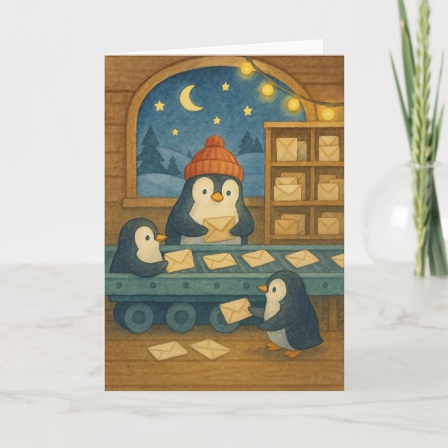 Cartes Pour Fêtes Annuelles Tri du courrier polaire - Nuit confortable (Devant)