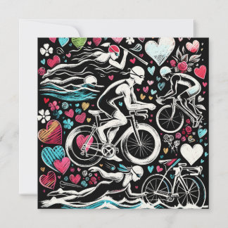 Cartes Pour Fêtes Annuelles Triathlon Inspiré Amour Coussin, Saint Valentin Gi