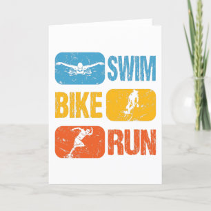 Cartes Pour Fêtes Annuelles Triathlon vintage - Course à vélo de natation
