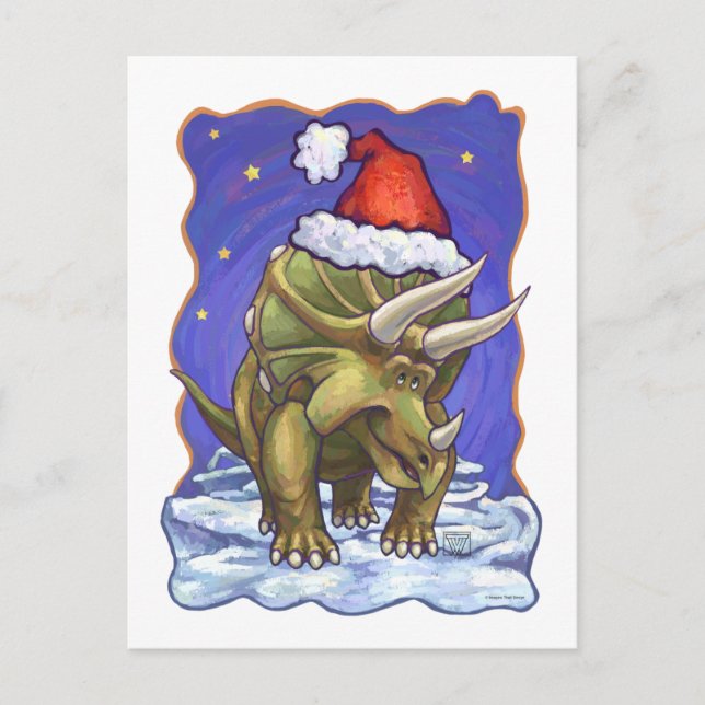 Cartes Pour Fêtes Annuelles Tricératops Noël (Devant)