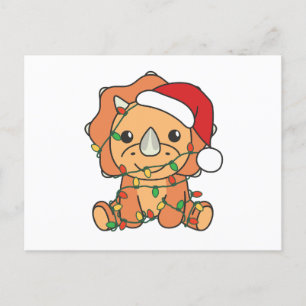 Cartes Pour Fêtes Annuelles Tricératops Noël Animaux d'hiver Dinos de vacances