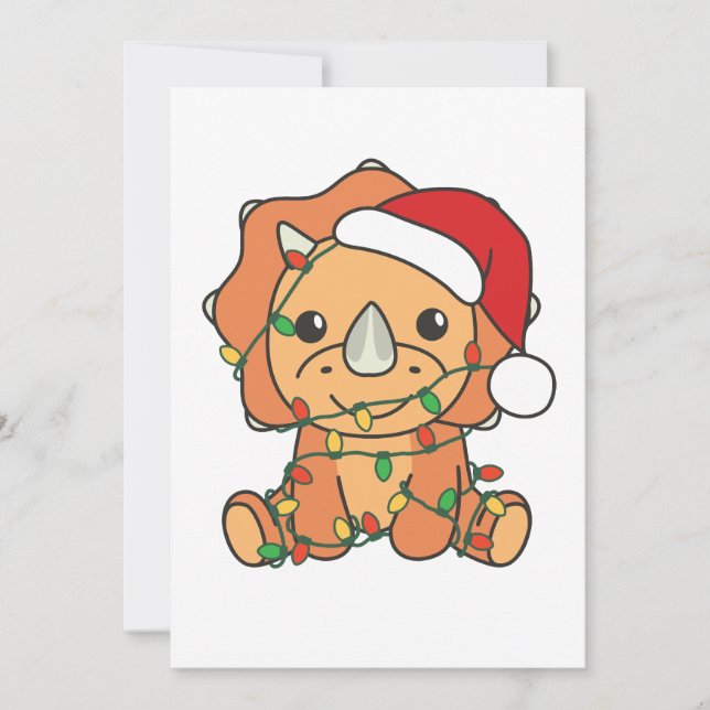 Cartes Pour Fêtes Annuelles Tricératops Noël Animaux d'hiver Dinos de vacances (Devant)