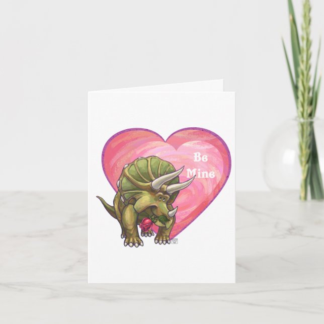 Cartes Pour Fêtes Annuelles Tricératops Red Rose Heart (Devant)