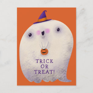 Cartes Pour Fêtes Annuelles Trick de déco d'Halloween ou traiter un joli fantô
