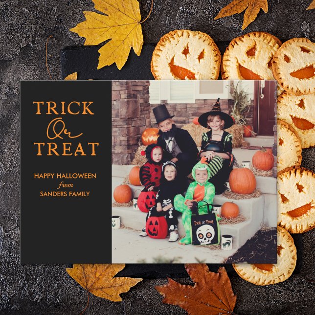 Cartes Pour Fêtes Annuelles Trick Or Treat Family Photo Halloween (Créateur téléchargé)