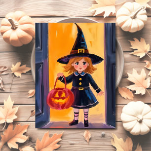 Cartes Pour Fêtes Annuelles Trick or Treat Halloween Aquarelle