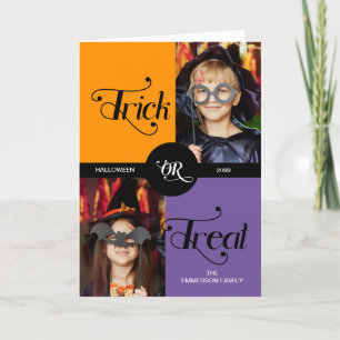 Cartes Pour Fêtes Annuelles Trick or Treat mignon Halloween Deux photos