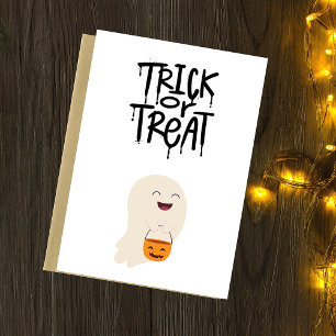 Cartes Pour Fêtes Annuelles Trick Ou Treat mignon Halloween Citrouille fantôme
