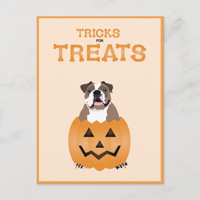 Cartes Pour Fêtes Annuelles Tricks Pour Traitements Français Bulldog Orange (Devant)