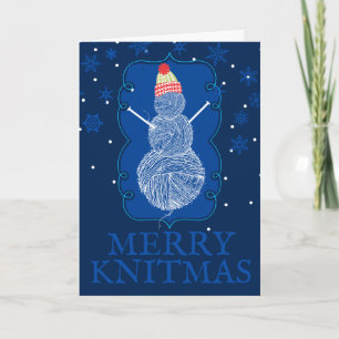Cartes Pour Fêtes Annuelles Tricot aiguilles bonhomme de neige personnalisées 