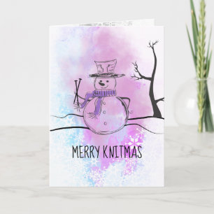 Cartes Pour Fêtes Annuelles Tricot aiguilles bonhomme de neige personnalisées 