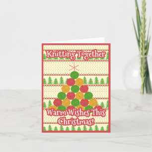 Cartes Pour Fêtes Annuelles Tricot Ensemble Festive Retro Yarn Noël