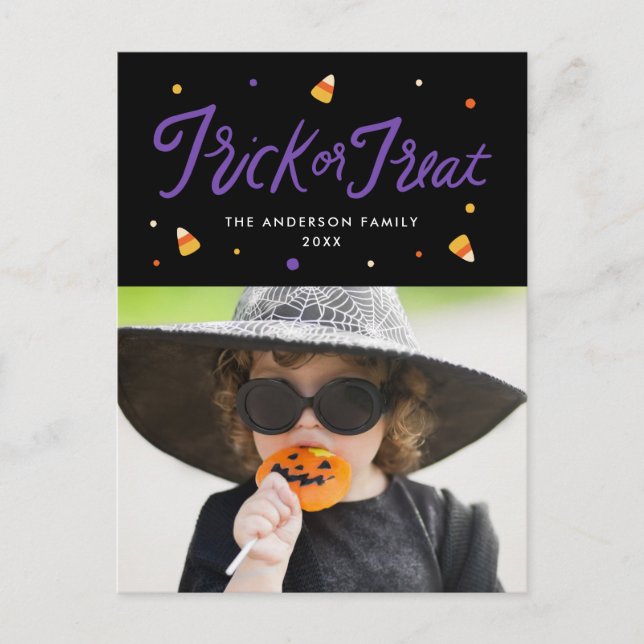 Cartes Pour Fêtes Annuelles Tricoter ou traiter la photo d'Halloween (Devant)