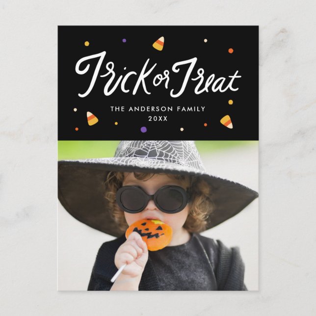 Cartes Pour Fêtes Annuelles Tricoter ou traiter la photo d'Halloween (Devant)