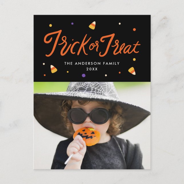 Cartes Pour Fêtes Annuelles Tricoter ou traiter la photo d'Halloween (Devant)