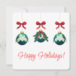 Cartes Pour Fêtes Annuelles Trio d'ornements verts Joyeuses Fêtes