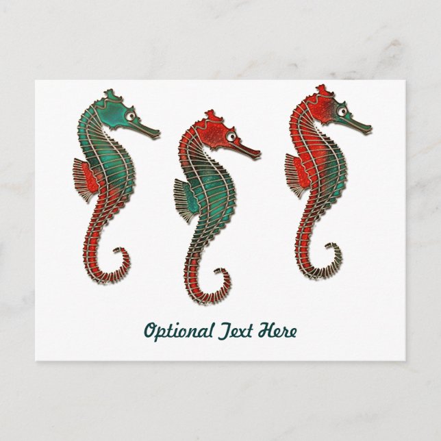 Cartes Pour Fêtes Annuelles Trio métallique d'hippocampe de Noël (Devant)