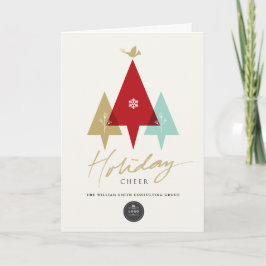 Cartes Pour Fêtes Annuelles Trio Trees Dove Et Vacances Chevaucher Moderne