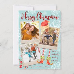 Cartes Pour Fêtes Annuelles Triple Photo Fun Noël   Personnalisé