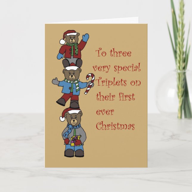Cartes Pour Fêtes Annuelles Triplets empilés pour Noël (Devant)