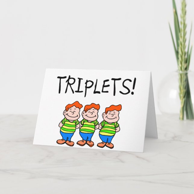 Cartes Pour Fêtes Annuelles Triplets (Garçons) (Devant)