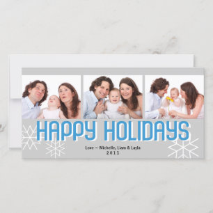 Cartes Pour Fêtes Annuelles Triptyque de vacances moderne bleu gris joyeuses f