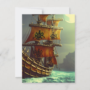 Cartes Pour Fêtes Annuelles Triptyque Whimsical Pirate Ship