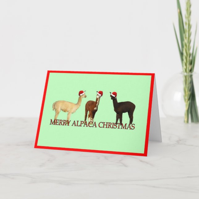 Cartes Pour Fêtes Annuelles Trois Alpacas Noël (Devant)