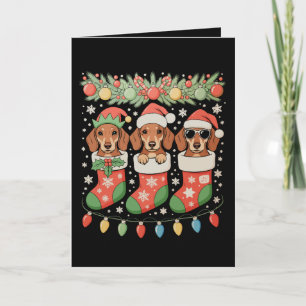 Cartes Pour Fêtes Annuelles Trois chaussettes de Noël amusantes de trois dachs