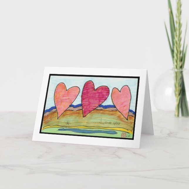 Cartes Pour Fêtes Annuelles Trois coeurs (Devant)