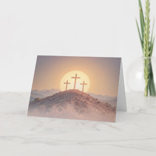 Cartes Pour Fêtes Annuelles Trois croix sur la colline Pâques religieuses