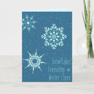 Cartes Pour Fêtes Annuelles Trois flocons de neige, amitié et fête d'hiver