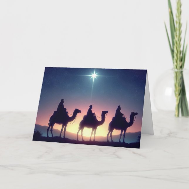 Cartes Pour Fêtes Annuelles Trois hommes sages suivant une étoile (Devant)