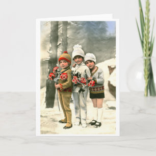 Cartes Pour Fêtes Annuelles Trois jeunes enfants français