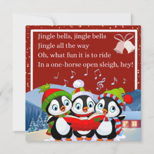 Cartes Pour Fêtes Annuelles Trois jolis pingouins chantant Vive le vent