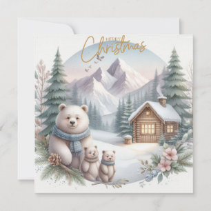 Cartes Pour Fêtes Annuelles Trois mignons ours dans la nature nordique